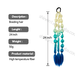 Vente en gros 24 pouces synthétique Ombre Couleur Jumbo Bubble Twist Extensions <span class=keywords><strong>de</strong></span> cheveux tressés Queues <span class=keywords><strong>de</strong></span> <span class=keywords><strong>cheval</strong></span> <span class=keywords><strong>Postiche</strong></span> <span class=keywords><strong>avec</strong></span> bande <span class=keywords><strong>élastique</strong></span> - Product Image 2