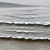 Wabi-Sabi Scenic Peinture À L'huile Personnalisé Art Abstrait Blanc Vague Impression Original Peint À La Main Nature Morte Toile En Gros