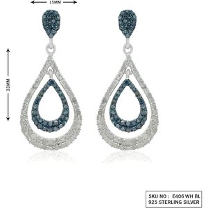 Pendientes de diamantes Ornaatis de 1.70 quilates de peso total, corte redondo, blanco azul, plata de ley 925 natural mejorada, joyería de boda para mujer - Product Image 4