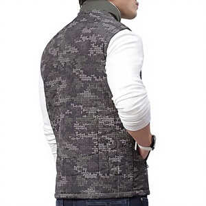 Chaleco Acolchado con Capucha para Hombre, Cuello Alto, Cierre de Cremallera, Cortavientos, Ropa de Invierno Informal con Estampado de Copos de Nieve - Product Image 3