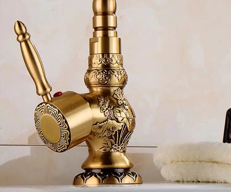 Cổ điển Cổ vòi nước phòng tắm Vòi nước lạnh và nước nóng tap Basin Mixer vòi