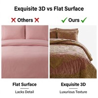 Parure de lit 6 pièces en velours de lait sculpté 3D, couette en polaire gaufrée style Moyen-Orient, ensemble de couette de luxe en flanelle chaude pour l'hiver