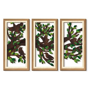 KingWIN Wooden Wall Hanging Ornament <b>Framed</b> Brown <b>Plant</b> Design For Living Room Bedroom Home Decor - Product Image 5