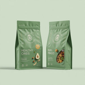 מותאם אישית למינציה שקית רוכסן למינציה שקית רוכסן שטוח תחתון מזון ירוק תכונות אבטחה עבור מזון בריא oem זמין - Product Image 1