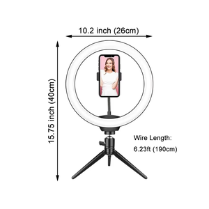 LEDEAST 10.2 LED Dimmable Desk Makeup Beauty <span class=keywords><strong>RingLight</strong></span> avec support de téléphone pour <span class=keywords><strong>iPhone</strong></span> Android Ring Light avec support - Product Image 5