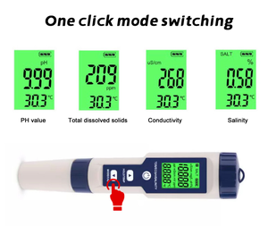 HOTOOK Pluma Probador Digital 5 en 1 Salinidad PH Temp EC & TDS Medidor Piscina Agua Salada Agua Potable Probador de Agua Piscina Agua Potable - Product Image 5