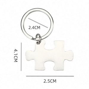 Puzzle Couple Blank Metal Keychain Personalize <b>Custom</b> DIY Engraving Stainless Steel Blank Keyring Valentines Day Best Lover Gift - Product Image 4