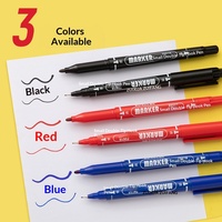 Lot de 12 marqueurs double-pointe à base d'huile, noir/rouge, pointe fine (0,5 mm) et pointe large (1,0 mm), imperméables, vente en gros