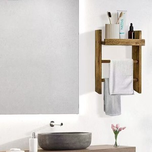 Toallero de madera antiguo para montar en la pared, estante de almacenamiento para baño, almacenamiento para lavabo - Product Image 1