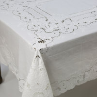 Nappe de table en lin de coton brodé pour la décoration de fête à la maison d'hôtel