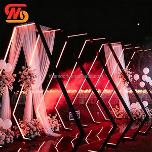 Smooth Modern LED Wedding Arch Metal Portable Red Light <b>Backdrop</b> 8-9ft Height for Party Decoration - Product Image 1