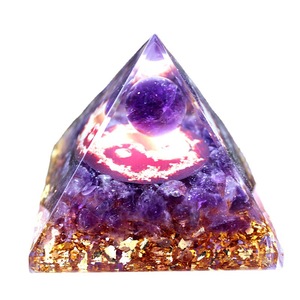 <b>Crystal</b> <b>Chip</b> Pyramid Amethyst Flame Tai Chi Resin Epoxy Home Decoration Desktop Ornament - Product Image 5