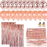 Ensemble de ballons, 10 pièces, décorations de fête, en or Rose, confettis, en feuille d'aluminium, rideaux à franges, Rose, or
