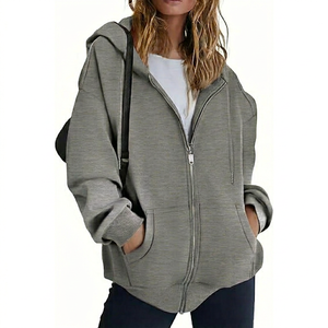 Custom Womens Oversized Zipper Hoodie Heavyweight Full <b>Zip</b> <b>Hooded</b> Sweatshirt OEM ODM Manufacturer - Product Image 1