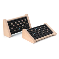 Support de présentation horizontal en bois massif pour anneaux, accessoires de présentation spéciaux pour magasin, support pour anneaux, organisateur de rangement pour bijoux