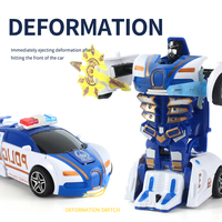 Coche de juguete de fricción al por mayor, multifunción, diseño realista, estilo Bugatti, coche de policía transformable con un solo clic