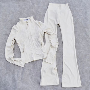 FS15442D Autumn Winter <b>Plus</b> <b>Size</b> Waterproof Women Solid Color High Waist Two-<b>Piece</b> <b>Pants</b> <b>Sets</b> Hot Sale - Product Image 3