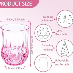 Verres à vin en plastique incassable de 7oz sans BPA de qualité alimentaire à motifs roses et transparents pour la fête de mariage - Product Image 4