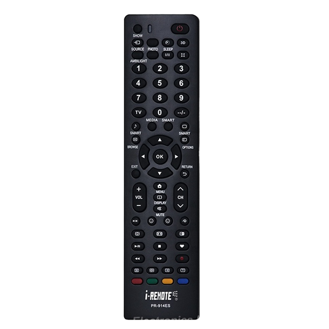 PR-914ES I-REMOTE Fixed Code 63 Buttons 30m Range AAA Battery ABS Material TV Remote Control for