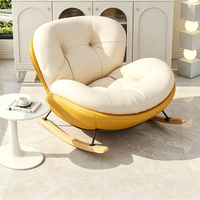 Fauteuil à bascule Tenghang Nordic Eggshell, fauteuil individuel pour salon, fauteuil inclinable de détente, fauteuil paresseux, tissu technique rembourré