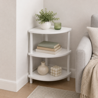 Étagère d'angle Turn-N-Tube à un niveau, en fer moderne, détachable et pliable, pour salon, bureau à domicile, garage, blanc