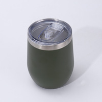 Mug à vin isotherme incassable de 12 oz avec couvercle coulissant, tasse à café sans pied pour femme, gourde sous vide thermolaquée pour barbecue en extérieur