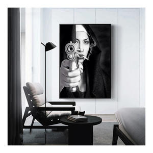 Decoración nórdica para el hogar lienzo HD impresión monja con figura en blanco y negro pintura al óleo arte póster pared arte Mural colgante - Product Image 1
