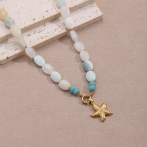Collar con Colgante <span class=keywords><strong>de</strong></span> Estrella <span class=keywords><strong>de</strong></span> Mar <span class=keywords><strong>de</strong></span> Acero Inoxidable <span class=keywords><strong>de</strong></span> la Serie Océano <span class=keywords><strong>de</strong></span> Verano, Abalorios DIY, Collar <span class=keywords><strong>de</strong></span> Cuentas <span class=keywords><strong>de</strong></span> Jade Blanco <span class=keywords><strong>de</strong></span> Piedra Natural <span class=keywords><strong>para</strong></span> <span class=keywords><strong>Mujer</strong></span> - Product Image 3