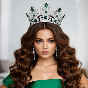 Diadème de concours de beauté européen américain, alliage exquis, électroplaqué, couronne de mariage, anniversaire, reine, strass, fiançailles - Product Image 1