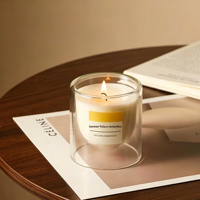Bougie d'aromathérapie haut de gamme pour chambre à coucher, longue durée, en cire de soja, double paroi, pot en verre transparent, pour anniversaire, mariage, désodorisant d'ambiance