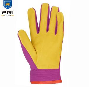 Prisafety Golden Yellow Full Grain Yard Jardinería Construcción Mecánico Piel de cerdo Guantes de trabajo de cuero para trabajos de jardín - Product Image 4