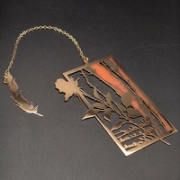 Marcapáginas de metal hueco grabado en stock, con colgante de cadena, chapado en oro rosa, descuento por muestra para pedidos al por mayor y de prueba