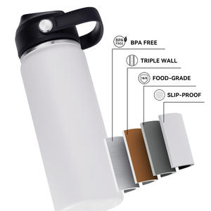 Bouteille d'eau isotherme en acier inoxydable de 18 oz avec couvercle à paille, sans BPA, anti-fuite, garde le froid 24h et le chaud 12h pour la randonnée, le camping et les voyages - Product Image 4