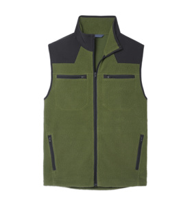 <strong>Men's</strong> <strong>Fleece</strong> Zip Up Vest, Hybrid Softshell Shoulder Panels Adjustable Hem Warm Outdoor Layering <strong>Gilet</strong> - Product Image 5