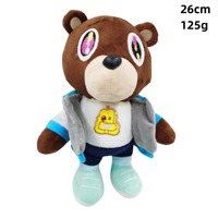 Vente chaude ours en peluche en peluche jouet unisexe doux peluche poupée personnalisée Kanye West ours 26cm de hauteur pour l'obtention du diplôme