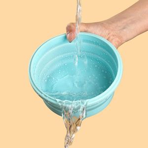 Blue <b>Collapsible</b> Silicone Lunch Box Single Compartment Freshness Preservation Food <b>Storage</b> Container for Food Packaging - Product Image 3