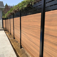 Panneau de clôture en plastique imitation bois coupe-vent et anti-corrosion pour extérieur, jardin, villa, cour, avec cadre en aluminium pour une sécurité accrue