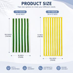 Serviette de plage, de voyage, de gym ou de bain personnalisée avec logo, 500 g, en coton rayé, grande taille, douce, absorbante, séchage rapide, pour la piscine - Product Image 3