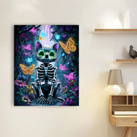 CHENISTORY Peinture par numéros DIY, thème Halloween : Animaux, Crâne, Chat – Dessin et coloriage par numéros pour adultes – Cadeau DIY