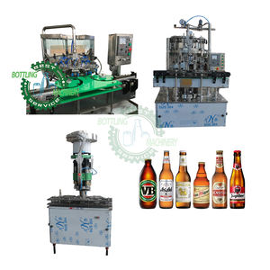 Equipo de Línea de Embotellado de Bebidas Carbonatadas, Botella de Vidrio de 300 ml y 500 ml con Tapa Corona de Aluminio Lineal para Bebidas Aireadas, <span class=keywords><strong>Cola</strong></span>, Cerveza - Product Image 1