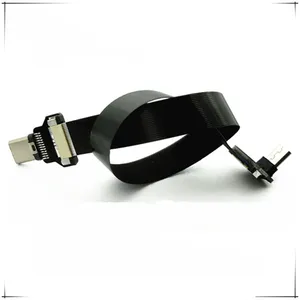 Cabo micro usb ultrafino flexível 5/10/15/20/30cm, conexão reta com usb tipo c