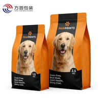 Sac alimentaire pour animaux de compagnie, fond carré, fermeture éclair supérieure, finition mate de luxe, résistant à l'humidité, imprimé en gravure, laminé MOPP, pour nourriture pour chiens et chats