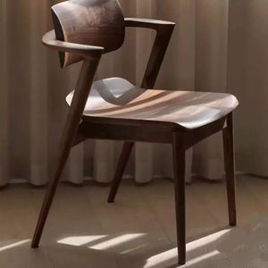 Solid Wood <b>Dining</b> <b>Chair</b> Walnut And Ash Color Minimalist Nordic Style For <b>Dining</b> Room Adults And Elderly - Product Image 2