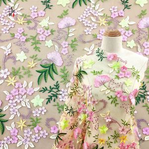 Gebreide brede polyester borduurkant van hoge kwaliteit, kleurrijke bloemenmesh tule kant, Tissu En Dentelle Tul Bordado - Product Image 1