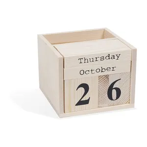 カレンダー付き木製デスクオーガナイザーペンホルダー