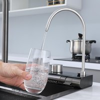 Robinet de cuisine à cuve unique Dolphin Waterfall, acier inoxydable 304, fait à la main, PVD noir, quatre trous, design moderne, montage sur plan
