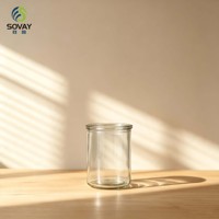 Pot en verre transparent à parois droites de 250 ml, bocal robuste pour la fabrication de bougies et le stockage d'aliments secs dans le garde-manger
