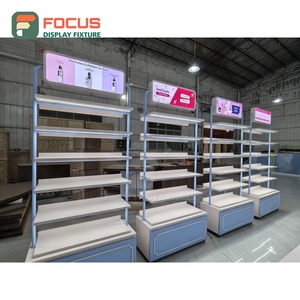 Latest Design Store Interior Mixed Material Wall Shelving Installation Service Beauty Retail Design - Product Image 1