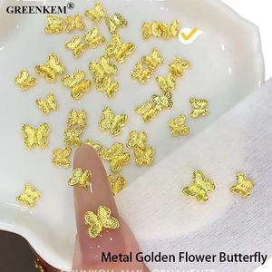 10 pièces sac métal doré fleur papillon ongles strass taille mixte <span class=keywords><strong>Design</strong></span> manucure déco Nail Art décoration - Product Image 3