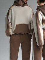 Ensemble de survêtement 2 pièces unisexe style streetwear, comprenant un sweat à capuche oversize color block à empiècements contrastants et un pantalon de survêtement, pour couple